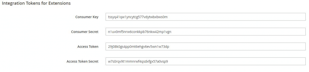 Integration token for extension